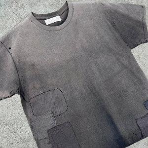 T-shirt épais personnalisé avec logo, streetwear, imprimé graphique, grande taille, délavé à l'acide, vintage, coupe oversize, 100% coton, écologique - Product Image 2