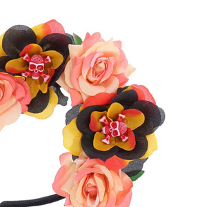 Diadema HLC para Fiesta del Día <span class=keywords><strong>de</strong></span> <span class=keywords><strong>Muertos</strong></span> Mexicano, Accesorios para el Cabello con Calaveras y Rosas para Halloween, Corona para Fiestas y Festivales - Product Image 4
