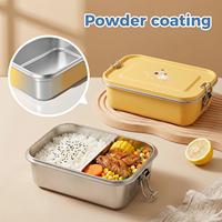 Isolierte Edelstahl-Lunchbox mit Clipverschluss-Deckel, 2 Fächer, Wiederverwendbar, BPA-frei, Thermische Bento-Box für Kinder, Büro und Camping
