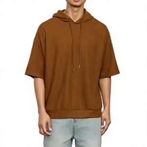 Sweat-shirt à capuche surdimensionné pour homme, couleur unie, en coton tricoté, décontracté, pour l'automne, avec poche, coupe classique - Product Image 6