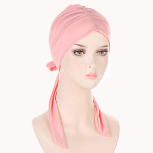 Foulard long en <span class=keywords><strong>coton</strong></span> pour femme, bandeau, turban, bonnet de chimiothérapie, bonnet de sommeil, bonnet beanie, vente en gros - Product Image 2
