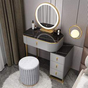 Tocador Moderno y Sencillo con Espejo LED Integrado y Armario de Almacenamiento <span class=keywords><strong>para</strong></span> Dormitorios Pequeños y Apartamentos - Product Image 2