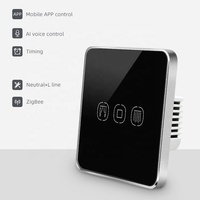 Interruptor de pared inteligente tuya zigbee, compatible con alexa, control de cortina, Yandex, Alice, tuya, color negro