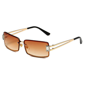 Gafas de sol rectangulares con montura completa, lentes moradas degradadas, 100% protección UV, protección solar unisex para adultos - Product Image 5