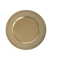 Assiette de présentation décorative en plastique non toxique, écologique, dorée, de style occidental, de luxe léger, 13 pouces, pour mariages, transfrontalière