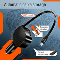 Chargeur de voiture USB-C multifonctionnel 3 en 1 85W avec câble USB-C rétractable QC 3.0 Super rapide
