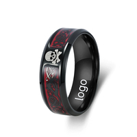 Bague en acier inoxydable de 8mm, noir, rouge, blanc, crâne, nœud celtique, logo laser, bague en acier inoxydable, bagues pour doigts 1121