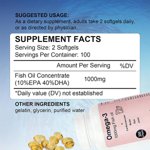 OEM/ODM Huile de poisson oméga-3 en gélules, hautement raffinée, pour la santé cardiaque, le soutien du cerveau et des articulations, prix usine. - Product Image 6