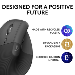 เมาส์ Logitech Lift สำหรับมือซ้าย รูปทรงตามหลักสรีรศาสตร์ แบบไร้สาย รองรับหลายอุปกรณ์ พร้อมตัวรับสัญญาณ Logi Bolt สำหรับสำนักงาน - Product Image 2