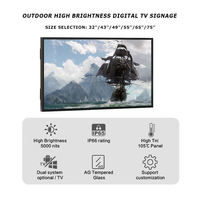 Téléviseur intelligent extérieur commercial 4K UHD, écran LCD haute luminosité 4000 Nits, lisible en plein soleil, étanche