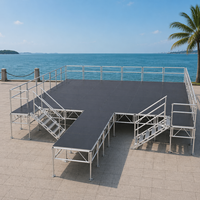 Estructura de aluminio modular para escenario, rectangular, para exteriores, de instalación rápida, negra, sin soldadura.