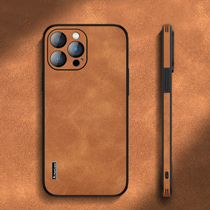 Étui de téléphone portable en cuir de luxe avec protection d'objectif en verre pour <span class=keywords><strong>iPhone</strong></span> <span class=keywords><strong>13</strong></span> <span class=keywords><strong>13</strong></span> <span class=keywords><strong>Pro</strong></span> Max, coque souple en TPU - Product Image 1