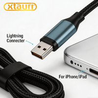 XTAURI BX065 Cable de Carga Rápida 3 en 1 Portátil de Aleación de Aluminio USB-C/USB-A 5A, Conductor de Cobre Puro, Blindado con PVC para Teléfonos Móviles