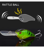 Commande de leurres flottantes crankbait, appât artificiel pour la pêche à la plongée profonde, 76mm, 28G