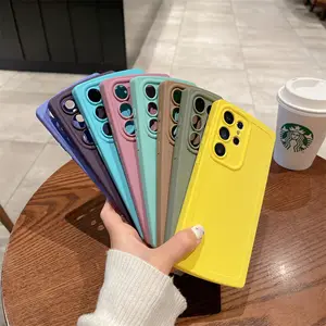 ลดกระหน่ำเคสโทรศัพท์ TPU สีทึบมีรูป้องกันเต็มรูปแบบเคสโทรศัพท์กันกระแทกสำหรับ Samsung Galaxy S21/22/23 Ultra