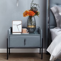 Cadre de lit en cuir véritable bleu moderne taille Queen 98019 avec tête de lit haute