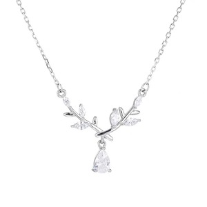 Thời Trang Dây Chuyền Dây Chuyền Hoa Chi Nhánh Cho Phụ Nữ Lá Hình Dạng Zircon Mặt Dây Chuyền Vòng Cổ Cho Quà Tặng Sinh Nhật - Product Image 1