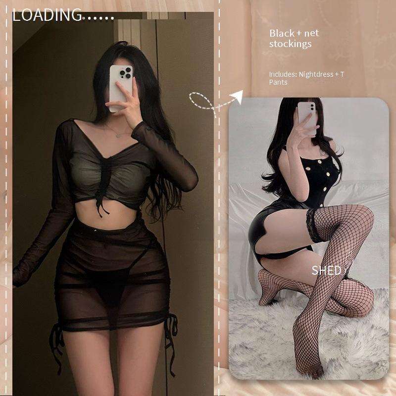 Black + black mesh socks