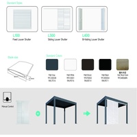 Pergola motorisée à lames orientables avec système de toit plat, imperméable, revêtement en poudre, pour balcon et appartement