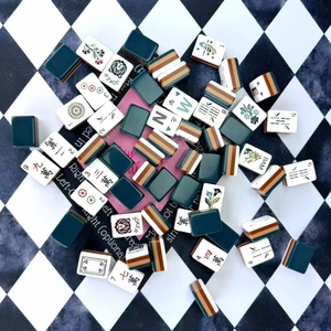 Custom 4-Layer American Mahjong <b>Tiles</b> 160 <b>Plastic</b> <b>Tiles</b> with Leopard & Tortoise Print Design Luxury Gift Ideas - Product Image 1