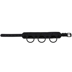 Coleira de Pescoço Gótica Sexy em Couro PU Preto com 3 Anéis para Mulheres e Homens, Colar BDSM com Anel O, Choker de Moda com Corrente - Product Image 6