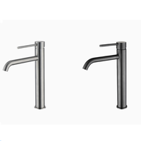 Robinet de lavabo haut moderne en acier inoxydable 304 finition chromée, monocommande eau chaude et froide, pour salle de bain et salon, céramique