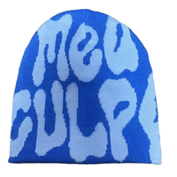 Gorros de Jacquard Personalizados con Logotipo Impreso en Toda la Superficie, Diseño Acrílico Unisex, Estilo Y2K, Jacquard Mea Culpa
