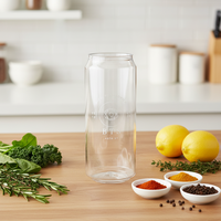 Bouteilles en plastique transparent jetables en forme de canette avec couvercles, qualité alimentaire, personnalisables pour café glacé, smoothies, boissons