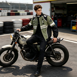 Chaqueta de Motociclismo ODM Block Racing Unisex, Cuello Largo, Chaqueta de Motociclista con Logotipo Personalizado Bordado e Impreso, Moda para Clubes de Carreras - Product Image 3