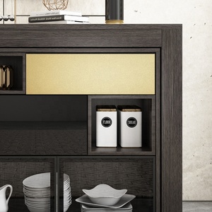 Modern Furniture Black Telescopic Storage <strong>Kitchen</strong> Cabinet Wooden 4 <strong>Chairs</strong> <strong>Folding</strong> Dining Tables - Product Image 3
