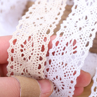 Bordure en dentelle à œillets au Crochet en coton, ruban en dentelle Vintage, bord festonné pour la décoration de mariage