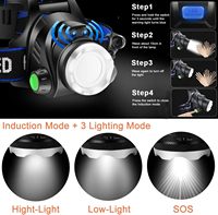 Lampe frontale super lumineuse rechargeable par USB, étanche, avec bandeau réglable, lampe frontale LED avec 3 modes, lumière pour casque de chantier pour le camping