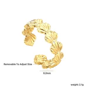 Anillos Ajustables de Acero Inoxidable con Baño de Oro de 18K, Diseño de Conchas y Estrellas de Mar, Colección Verano Playa Océano - Product Image 3