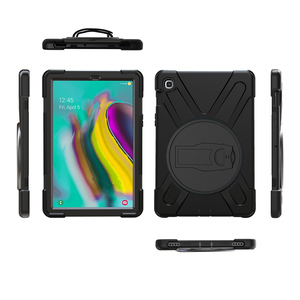 Para <span class=keywords><strong>Samsung</strong></span> <span class=keywords><strong>Tab</strong></span> S5e Case T720 T725 Funda híbrida de PC de silicona dura <span class=keywords><strong>a</strong></span> prueba de golpes con soporte incorporado y correa para el hombro - Product Image 2