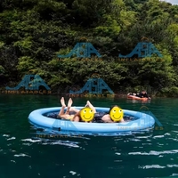 Hamac gonflable aquatique en gros avec filet de sécurité, flotteur de piscine robuste certifié CE pour enfants et adultes, lit de relaxation anti-retournement
