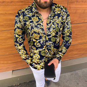 Nouvelle <span class=keywords><strong>Chemise</strong></span> <span class=keywords><strong>Homme</strong></span> Style Punk en Satin de Soie à Impression Numérique, Coupe Ajustée, Manches Longues et Motifs Floraux <span class=keywords><strong>pour</strong></span> Fêtes Décontractées - Product Image 3