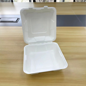 Einweg-Kunststoff-Clamshell-Imbiss <span class=keywords><strong>box</strong></span> 8x8 Papier-Lebensmittel behälter Zuckerrohr-Bagasse-Zellstoff-<span class=keywords><strong>Burger</strong></span>-Brotdose - Product Image 4