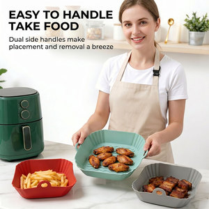 Set di Rivestimenti Riutilizzabili in Silicone per <span class=keywords><strong>Friggitrice</strong></span> <span class=keywords><strong>ad</strong></span> <span class=keywords><strong>Aria</strong></span>, <span class=keywords><strong>Accessori</strong></span> per Cestello Quadrato Antiaderente Resistente al Calore Senza BPA di Grado Alimentare - Product Image 2