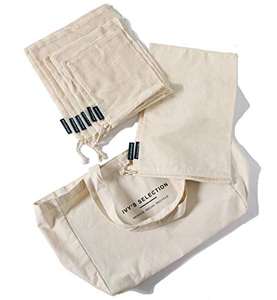 Juego Premium de 10 piezas de malla de muselina de algodón orgánico, bolsa de compras reutilizable para productos para embalaje textil orgánico de frutas y verduras - Product Image 1