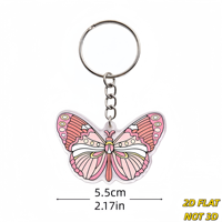 Porte-clés en acrylique papillon rose, design aile style vitrail délicat, breloque transparente durable pour clés, sacs, sacs à dos