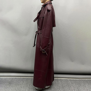 2025 Tùy Chỉnh Phụ Nữ Thời Trang Chất Lượng Cao Mùa Đông Dài Da Áo Khoác Nhãn Phụ Nữ Da Thật Rãnh Coat Với Vành Đai - Product Image 2