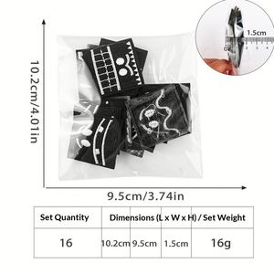 Patch thermocollant en tissu brodé créatif, motif carré noir avec expression amusante, pour vêtements, chapeaux et sacs à dos - Product Image 2