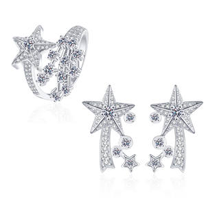 Nouvelles boucles d'oreilles tendance, luxe léger, entièrement serties de diamants, effet météore, pour femmes, design galactique, taille ouverte, or, argent, brillantes - Product Image 4