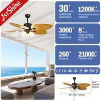 1stshine Style Tropical 52 Inch Hotel AC Motor 5 Plastic Blade Pull Chain Ceiling Fan Lamp