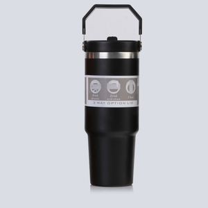 Gobelet de voyage avec poignée pour voiture, 20oz 30oz, à double paroi sous vide, avec couvercle et paille, antidérapant, pour les trajets routiers - Product Image 5