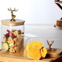 Ensemble de bocaux en verre personnalisés de différentes tailles, récipients alimentaires en verre avec couvercle, bocaux carrés côtelés, contenants de rangement pour la cuisine de Noël