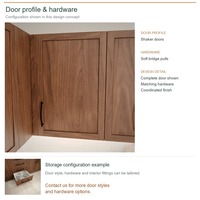 Meuble de cuisine en mélamine sur mesure, style Shaker, aménagement en U, livraison en kit, fournitures pour projets domestiques et rangement coulissant