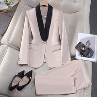 Robe de cérémonie pour femme, tailleur élégant pour affaires avec pantalon long anti-plis à col en V et boutons