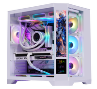 Boîtier PC de jeu ATX avec écran LCD, 2 fenêtres en verre, boîtier PC de bureau avec écran