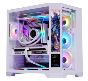 Boîtier PC de jeu ATX avec écran LCD, 2 fenêtres en verre, boîtier PC de bureau avec écran - Product Image 4